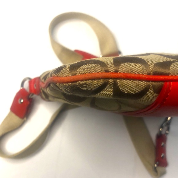Coach Legacy Signature Swingpack messenger bag adjustable strap brown & Red - Picture 9 of 15
